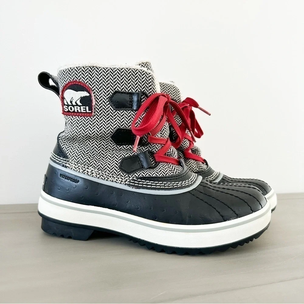 Sorel Womens Trivoli Herringbone Insulated Waterproof Lace up boots sz 6